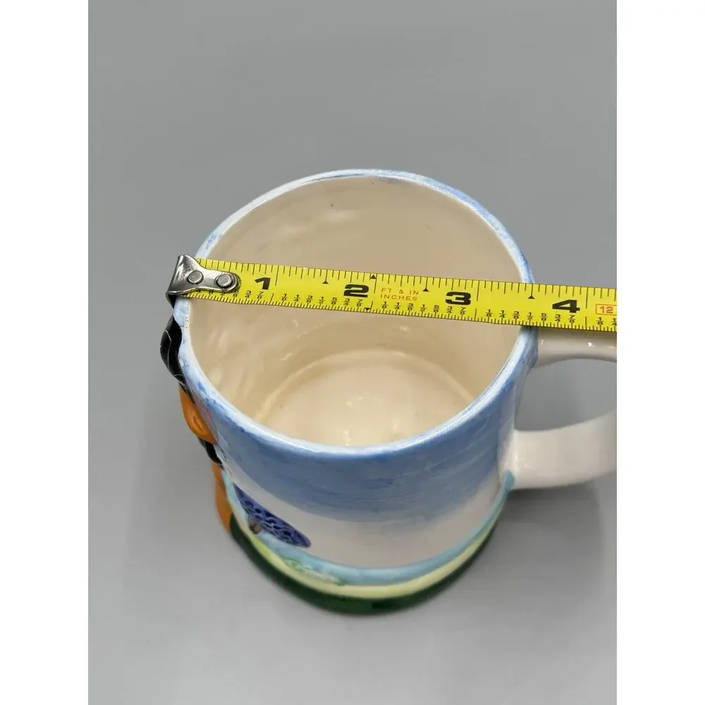 Vintage 1999 Daffy Duck 33 Stamp 3D Ceramic Mug Looney Tunes READ DETAILS